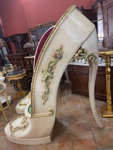 Casa Padrino Luxus Barock High Heel Vitrine Lila/Creme/Gold - Handgefertigter Massivholz Damenschuh Vitrinenschrank - Prunkvolle Barock Möbel