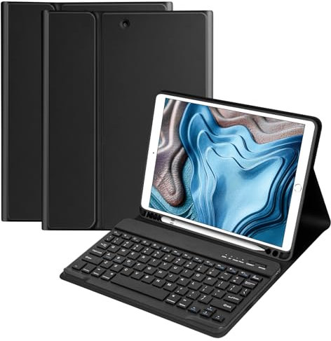 Keyboard Case for iPad 10.2 Inch 9th Generation 2021/iPad 8th Gen 2020/iPad 7th Gen 2019 /iPad Air 3rd 2019/iPad Pro 10.5 2017 Case with Magnetically Detachable Wireless Keyboard & Pen Holder(Black)