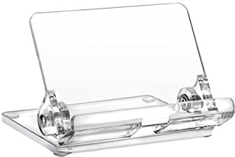 Kantek Clear Acrylic Adjustable Cell Phone Stand, Folding Desktop Dock Compatible with Most Mobile Phones and Smaller Tablets, 4.1 W x 3.1 D x 2.1 H, Cord Management, Desk Accessory