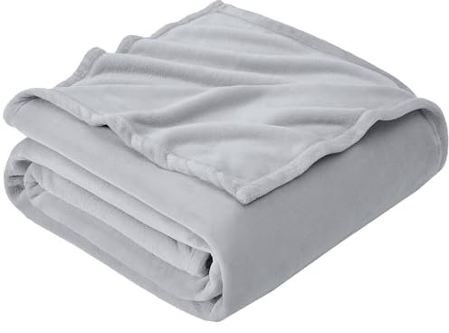 EHEYCIGA Fleece Blanket Silver Grey Throws for Sofas Fluffy Warm Soft Blanket for Bed Settees Armchairs, Fit All Season, Single, 130x165cm