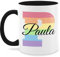 Tasse Tassen 325ml - Anfangsbuchstabe Name - One Love Liebe Rainbow Regenbogen LGBTQ Gay Pride Regenbogenfarben LGBT mit Namen - 325 ml - Schwarz - buchstabentasse buchstaben paula mug namenstasse