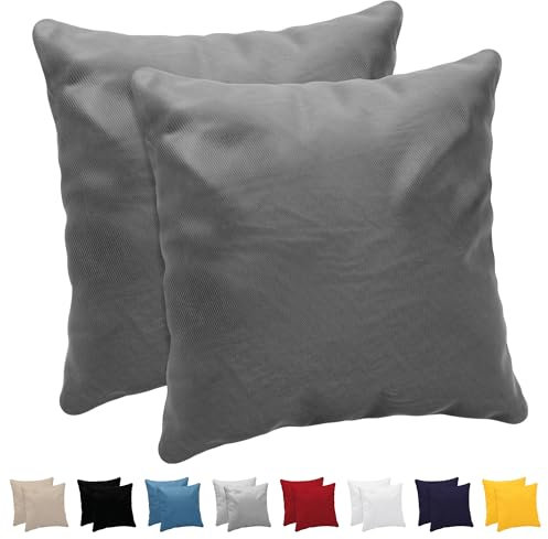 Dreamzie Kissenbezug 50x50 (Set mit 2) - 100% Jersey Baumwolle 150 g/qm Kissenbezüge -Anthrazit - Für Kissenbezug 50x50 Baumwolle - Kissenhülle - Kissenbezug - Resistent und Hypoallergen