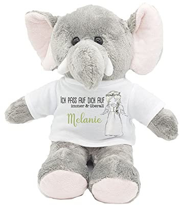Kilala kuscheliger Elefant mit Schutzengel und Blumenkranz Plüschtier Krankenbesuch (mit Name)