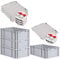 PROREGAL SuperSparSet 4x Eurobox NextGen Economy mit Scharnierdeckel & roten Verschlüssen | Griffe geschlossen | HxBxT 22x40x60cm | 44 Liter | Eurobehälter Transportbox Transportbehälter