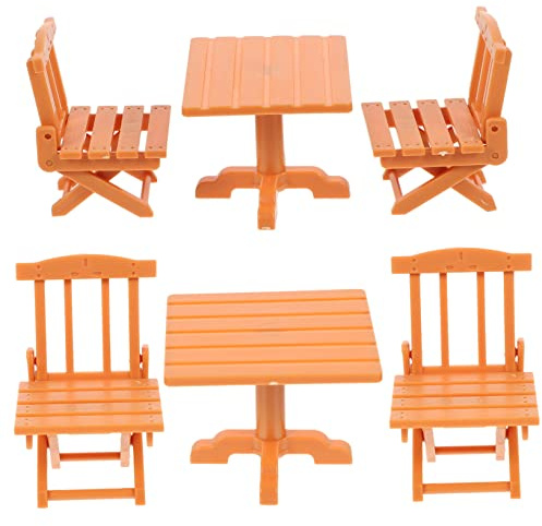 IWOWHERO 2sätze Kompakte Puppenhausmöbel Teiliges Miniatur Tisch Und Stühle Farbenfrohes Design Für Dekoration Und Kreative Modelle Für Mikrolandschaften Und Spielzeughäuser