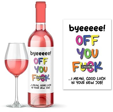 Rib Ticklerz - Funny Wine Label Leaving Work Gift for Colleague Rude Joke Office Banter Present New Job Farewell Gift Bye Off You F*ck Good Luck Coworker - WLS52