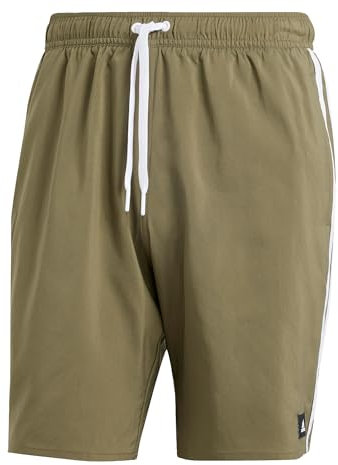Adidas Herren 3-Stripes CLX Swim Shorts, Olive Strata/White, M