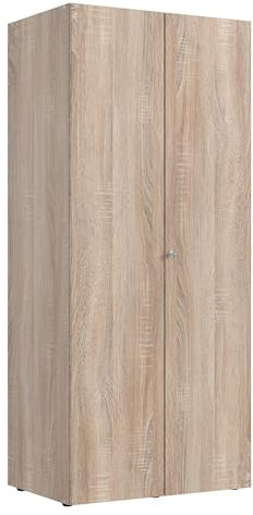 PEGANE Armoire de Rangement avec Serrure en Bois mélamine Coloris Imitation chêne - Longueur 80 x Hauteur 185 x Profondeur 54 cm