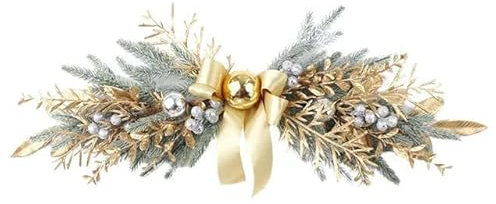 Künstlicher Weihnachtskranz, Zweig, Rattan, goldene Girlande für Haustür, zum Aufhängen an der Wand, drinnen und draußen, Weihnachtsdekoration, 70 cm Sturz