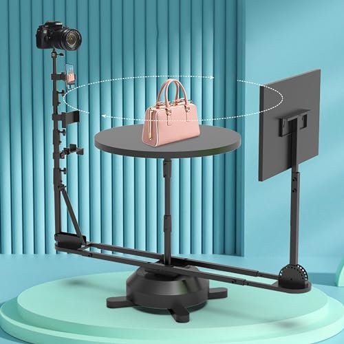 GCZQYAM 360° Wraparound Camera Slider,360° Video Camera Product Shot 360 Rotating Platform Rig,Adjustable height/tilt angle supports multiple devices