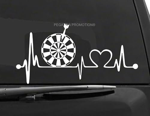 Rakelfix Darts Dart Dartscheibe Dartpfeil Herzschlag Aufkleber 30 cm Herzlinie Hobby Sticker Auto Lack Scheibe Autoaufkleber