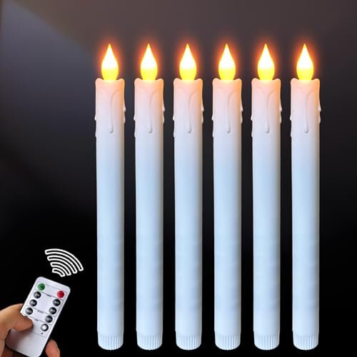 Hopelit LED Kerzen Stabkerzen, Gefälschte Elektrische Led Kerzen Flackernde Flamme mit Timerfunktion und Fernbedienung, LED Stabkerzen Batteriebetriebene, 6 Stück