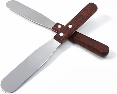 XYZYZW Straight Icing Spatula Stainless Steel Baking Set, 2-Pack (A2, 27cm) of 6 Wooden Handle Cake Decorating Frosting Spatulas…