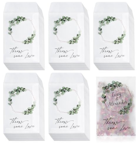 BOFUNX 50pcs Sacchetti Carta Bomboniere Sacchetti Portaconfetti Promessa Sacchetti Regalo Matrimonio Sacchetti per Caramelle Matrimonio per Confetti Compleanno Battesimo Nascita Festa