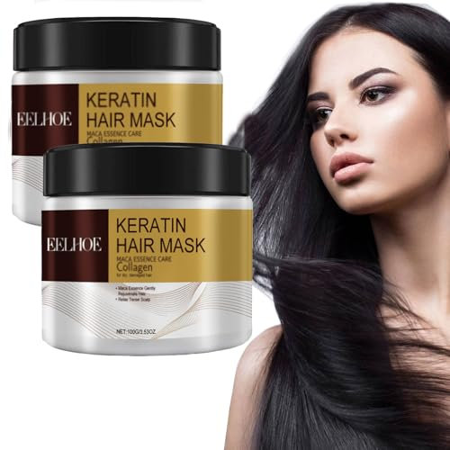 Generic 2Pcs Collagen Hair Treatment,100 Ml Feuchtigkeitsspendende Tiefenreparatur-Haarmaske,Geschädigtes Haar Beugt Trockenheit, Spliss, Verknoten und Haarausfall Vor for Dry Damaged Hair