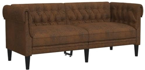 vidaXL Sofá Chesterfield de 2 plazas Tela marrón