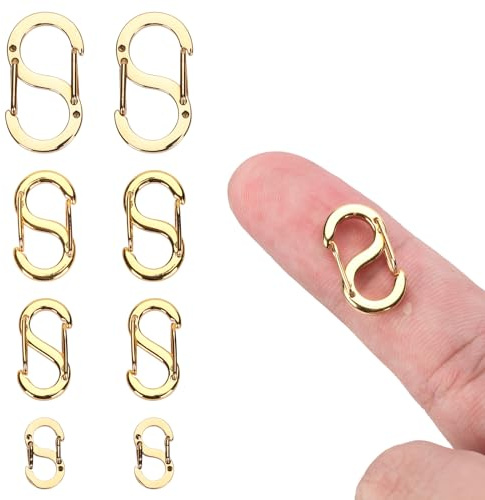 8 Stück Doppelt Öffnende Verkürzer-Verschlüsse, Halsketten Verschluss Edelstahl Armbandverbinder Halsketten Clip Verkürzer-Charm-Verschluss für Heimwerker Schmuckherstellung (4 Größen, Gold)
