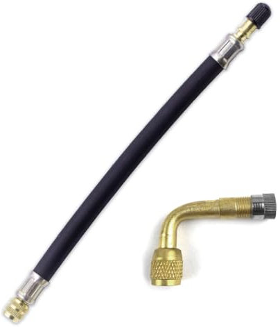 KITUREK Tire Valve Extension, Flexible Schrader Tire Valve Stem Extension with 90 Degree Schrader Tire Valve Stem Extension Adaptor Compatible for Cars RV Bike Motorcycle Truck Scooter (90 Degree)