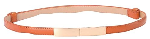 YIMAIWLX gürtel Damen Gürtel Kleid Einfach Vielseitig Mode Frauen Leder Gürtel Dünn Skinny Metall Gold Elastische Schnalle Taille Gürtel Kleid Zubehör-orange