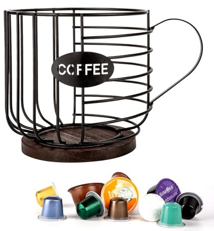 Guolich Stainless Steel Cup Coffee Basket pods holder Sturdy for Home or Office Kitchen Counter Organizer Espresso Capsule (Cup Shape Black)