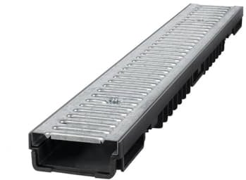 Marley 1m Entwässerungsrinne Kunststoff Rost Stahl verzinkt bis 1,5t belastbar L100xB13xH5,5cm Stegrost Rinne Bodenrinne Terrassenrinne
