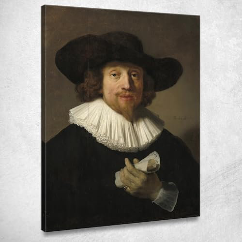 Mann mit einem Notenbuch Rembrandt Van Rijn, rvr97 Bild gedruckt auf Leinwand, 150 x 105 cm