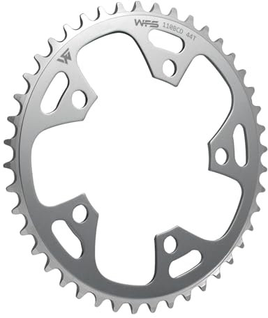 WFS Pulsar WFS3073-BO Kettenblatt 44T 1/8 Zoll, 110 mm, BCD 5 Armloch, Old School BMX Single Speed Fixie, Silber, WFS3073-BO
