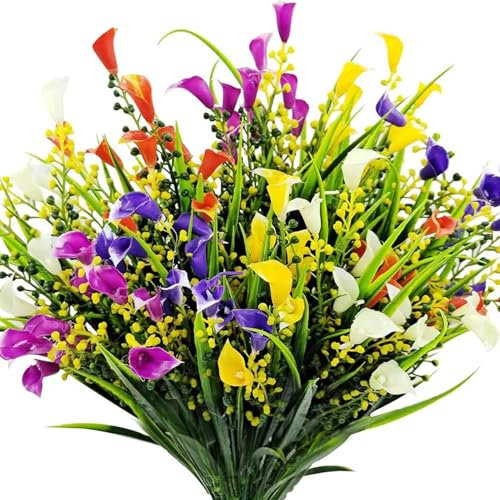 Wnvivi 10/20 Stück 35 cm Künstliche Calla-Lilien, Künstliche Calla-Lilien-Blumen, Kunststoffpflanzen für den Außenbereich, Künstliche Calla-Lilien-Büsche für Garten- und (20 Stück)