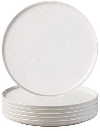 like. by Villeroy & Boch Winter Glow Lot de 6 assiettes plates, rondes, 27 cm, avec effet émaillé et décor étoiles, en porcelaine de qualité supérieure, beige