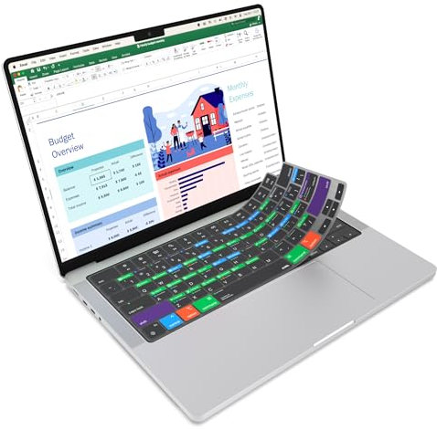 JCPal Microsoft Excel Tastaturabdeckung für Apple MacBook Pro 14 Zoll und MacBook Pro 16 Zoll (M1-M4 Modelle) und MacBook Air 13 Zoll und MacBook Air 15 Zoll (M2-M4 Modelle) (US-Layout)