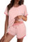 Litherday Pyjama Femme Ete Ensembles de Pyjama Femme Coton Vêtements de Nuit à Manches Courtes à Rayé Rose + Blanc M