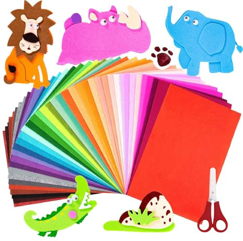 Kiuiom 40 Farben Filz zum Basteln, DIY Filzplatten, Vliesstoff Stoff Filzplatten Bunter Filzstoff Filzstoff Super Weich Felt Fabric Filzrolle zum DIY Handwerk Nähen Decoration