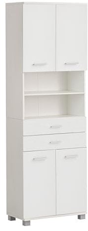 Schildmeyer Palermo Hochschrank 701999, Mattweiß, 59,8 x 23,6 x 180,9 cm