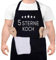 XCSJKJ Grillschürze für Männer Kochschürze Herren Schürze lustig, Grill schürze für Männer küchenschürze Herren personalisiert Grill Schürze mit 2 Taschen Grill Schürze (STERNE KOCH)
