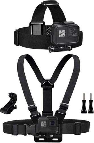 TopKrymzer Harnais Poitrine Fixation Bandeau Compatible avec GoPro Hero 13/12/11/10/9/8/ AKASO V50X Brave 7/ GOOKAM/Jadfezy/Dragon Touch/Apexcam/WOLFANG Caméra d'action Accessoires