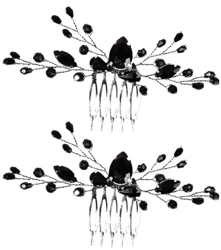 VALICLUD Braut Haarkamm Strass 2 Stück Hochzeits-Haarkämme Für Braut Und Brautjungfern Leichte Seitenkämme Für Hochzeit Feier Und Festliche Anlässe 4.72X2.76X0.39 Zoll