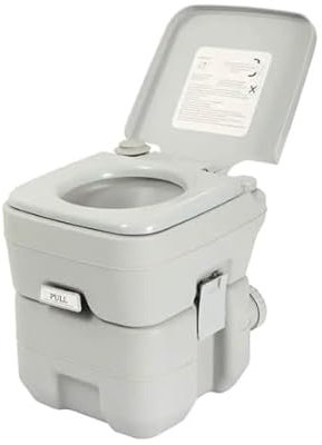 10L Portable Travel Toilet Outdoor Camping Picnic with 2 Detachable Tanks & Push-Button Operation, Grey