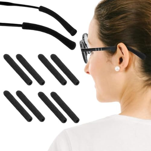 JEYORZY 4 Paia Ferma Occhiali, Copertura Aste per Occhiali Antiscivolo Gancio,Cuscinetti Antiscivolo per Le Orecchie Degli,Cuscinetti Auricolari in Maglieria Accessori per Occhiali Antiscivolo