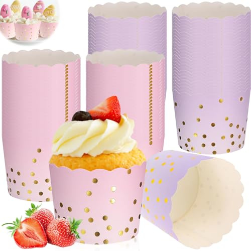 100 Pezzi Pirottini Muffin Carta con Punti Dorati, Stampi Cupcake Mini Sicurezza Alimentare, Pirottino Getta Senza Odore per Pasticceria, Dessert, Matrimonio, Compleanno, Halloween, Natale, Feste