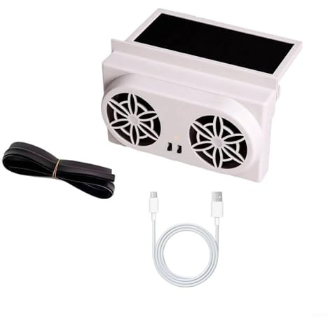 GANCEI Car Window Fan USB Powered,Car Ventilator Exhaust Fan Radiator,For Efficient Air Circulation, Removes Heat (White)