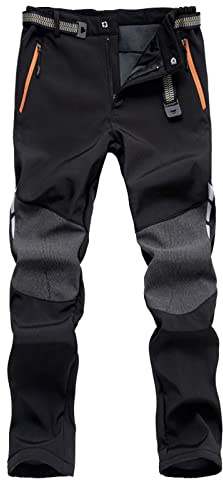 Pantaloni softshell impermeabili da uomo, pantaloni impermeabili da uomo invernali in pile da lavoro, pantaloni softshell, caldi e spessi, imbottiti, per escursionismo, sci, con tasche con cerniera
