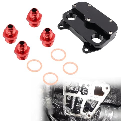 VVORHSBELL Oil Cooler Sandwich Plate Adapter Compatible with VW Audi 1.6 2.0 TDI Golf A4 Q5 Transporter (Replaces 03L117021C) AN10/AN10 Take Off Plate Kit