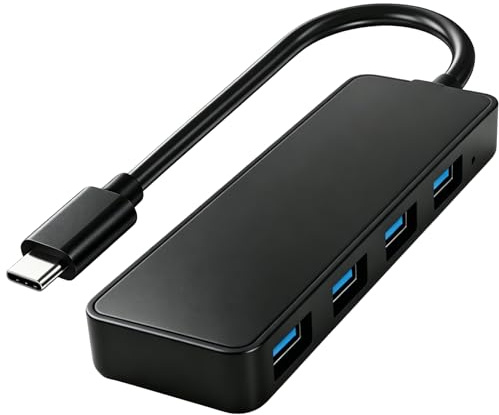 USB C Hub 4 Port USB 3.0 Splitter, 5Gbps USB Extender Multi USB Port Adapter with 30cm Cable, Ultra Slim USB Hub for Laptop, MacBook, IPad, Surface, XPS, Flash Drive, HDD, Mac OS, Windows, Linux
