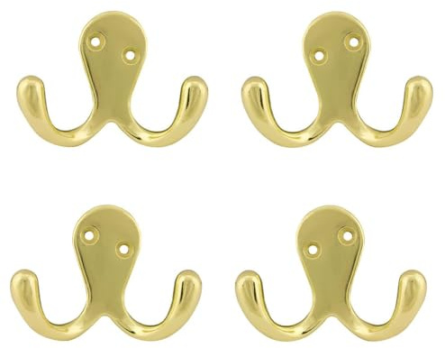 Merriway® BH00128 (4 Pcs) EB Electro Brassed Twin Robe Hook - Pack of 4 Pieces