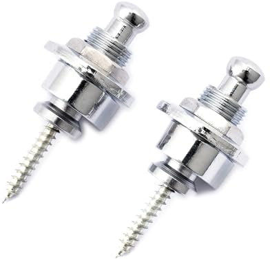 Musiclily Metall Gitarren Strap Locks Security Lock Gurtpin Gitarrengurt Schloss Knöpfe für Akustik Klassische E-Gitarre Bass, Chrom(2 Stück)