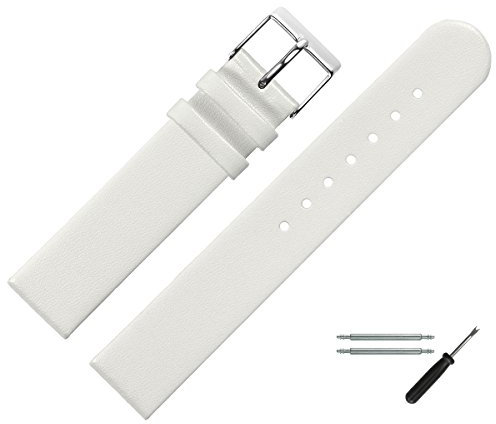 MARBURGER Uhrenarmband 16mm Leder Weiss Silber - Montage Set 7611620000120