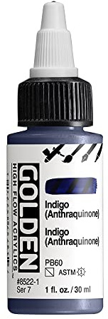 High Flow Acrylics by GOLDEN, Anthraquinone Blue, 1 fl. oz. Bottle, Professional Acrylic Paint, Semi-Transparent