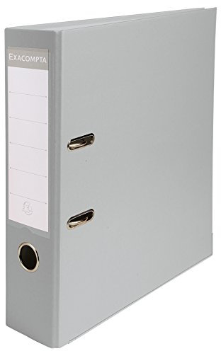 Exacompta 918416B Kunststoff-Ordner 7,5 cm breit DIN A4 Kunststoffbezug außen Papierbezug innen Rückenschild austauschbar Ringordner Aktenordner Briefordner Büroordner Plastikordner grau