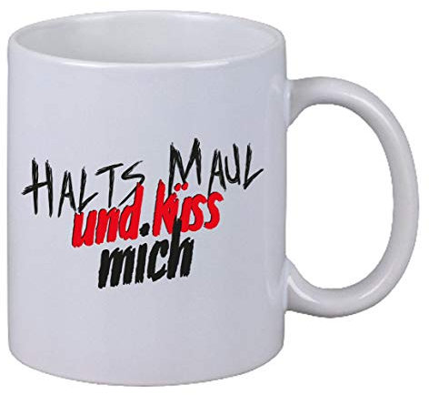 Kaffee Tasse Halts Maul und Küss mich Liebe Love Kiss Kuss Geschenk Christmas