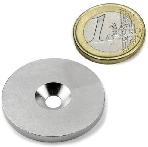 20 Metallscheiben mit Bohrung & Senkung - Ø32mm x 3mm - aus Stahl (DC01) verzinkt - Metallplättchen rund mit Loch (Senkbohrung) - Gegenstück/Haftgrund für Magnete (ferromagnetisch), Menge: 20 Stück